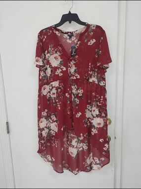 NWT Torrid Floral Button Front Babydoll Tunic Top Size 1